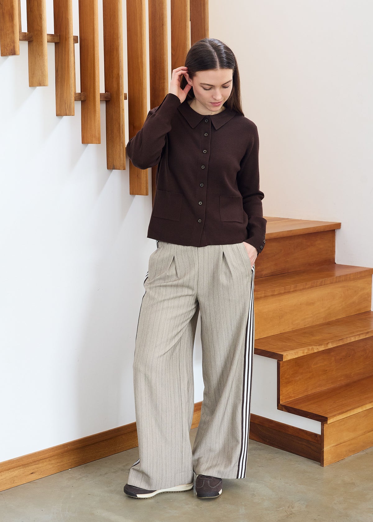 Cashmere Like Knitted Patch Pocket Shirt