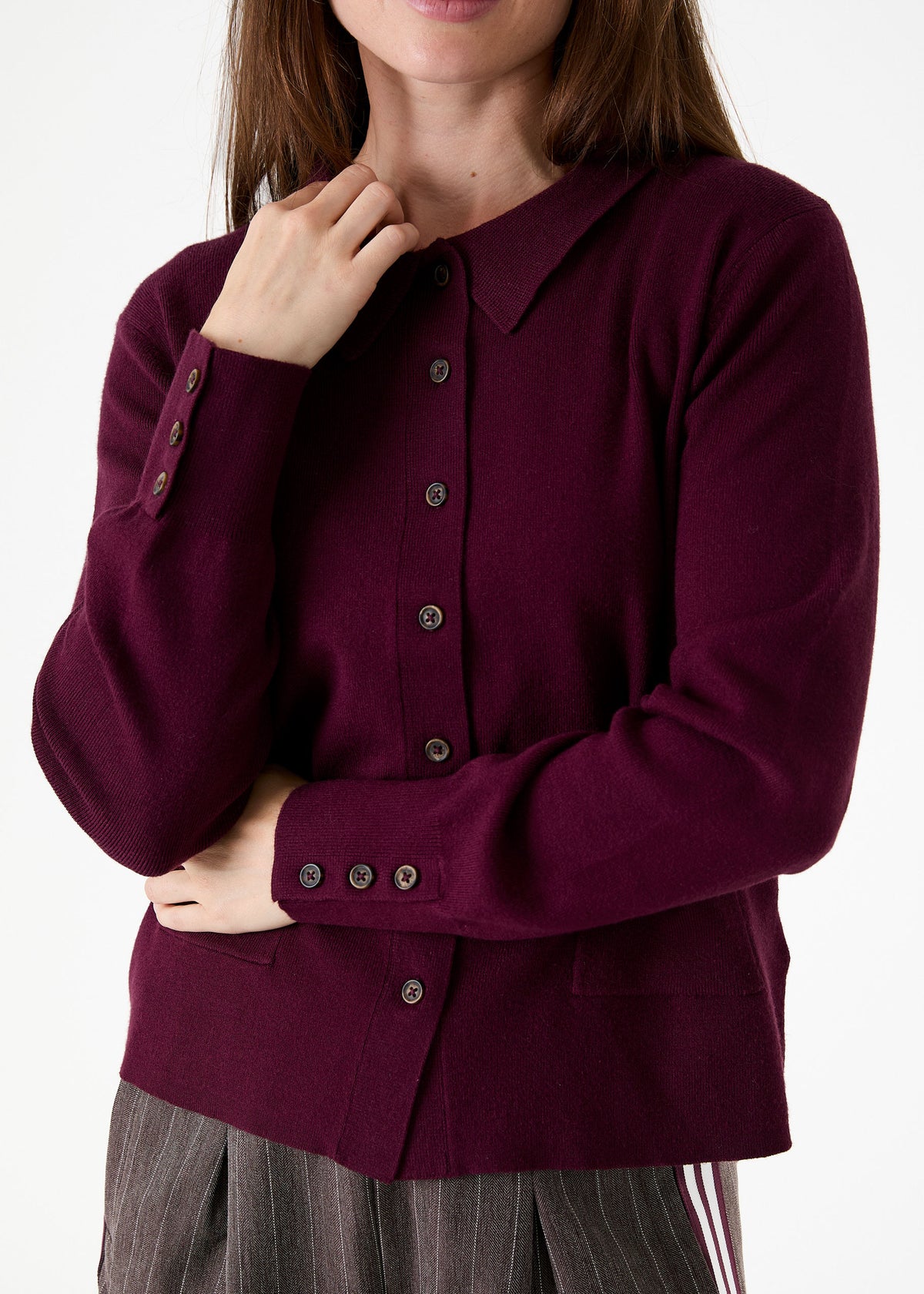 Cashmere Like Knitted Patch Pocket Shirt