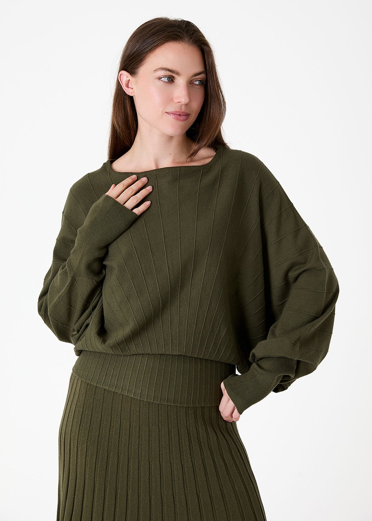 Cashmere Like Sunray Batwing Jumper
