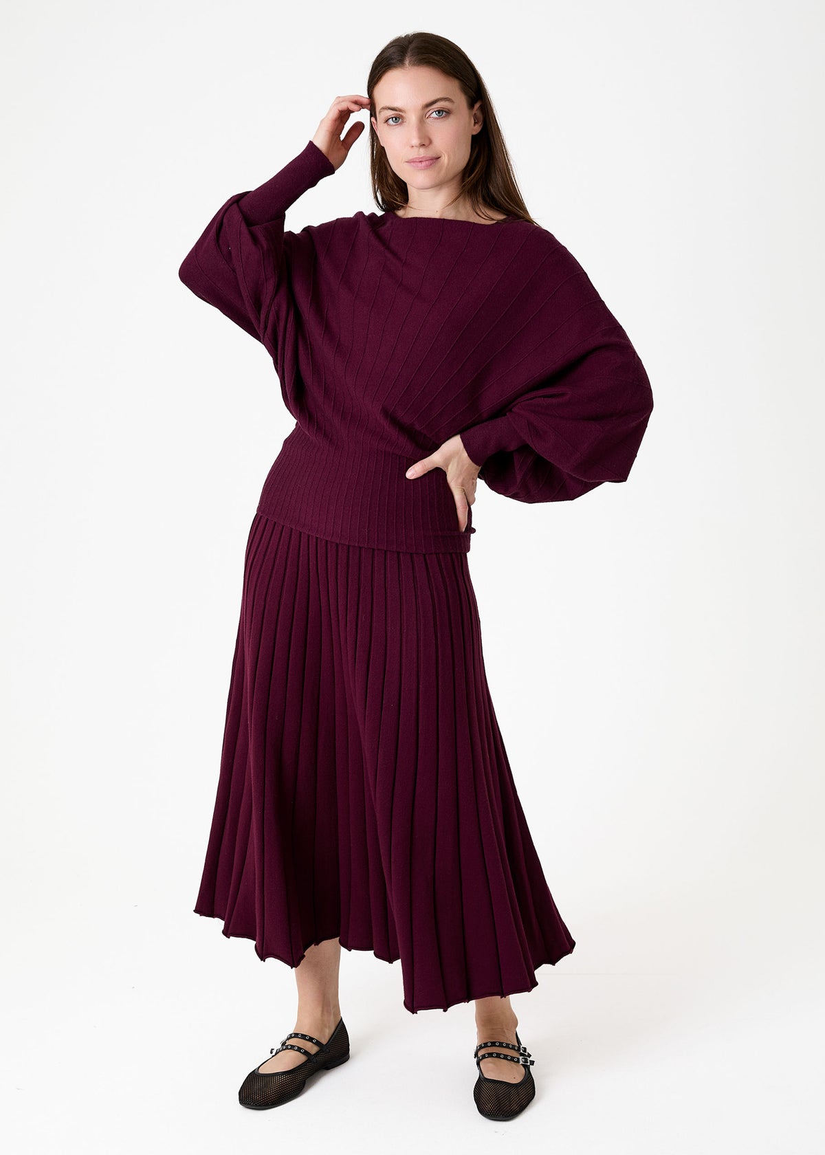 Cashmere Like Sunray Batwing Jumper