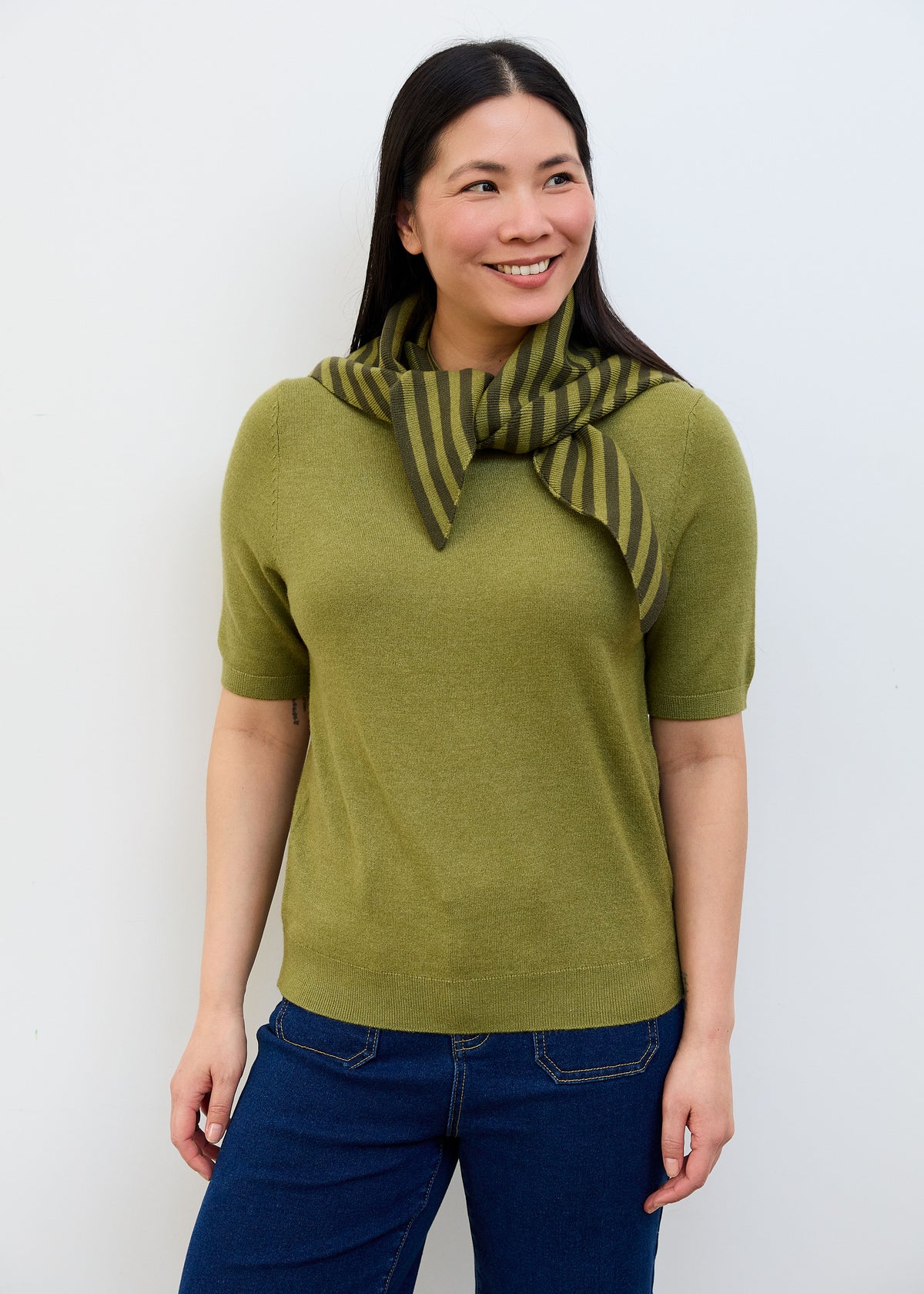 Cashmere Like Stripe Triangle Scarf