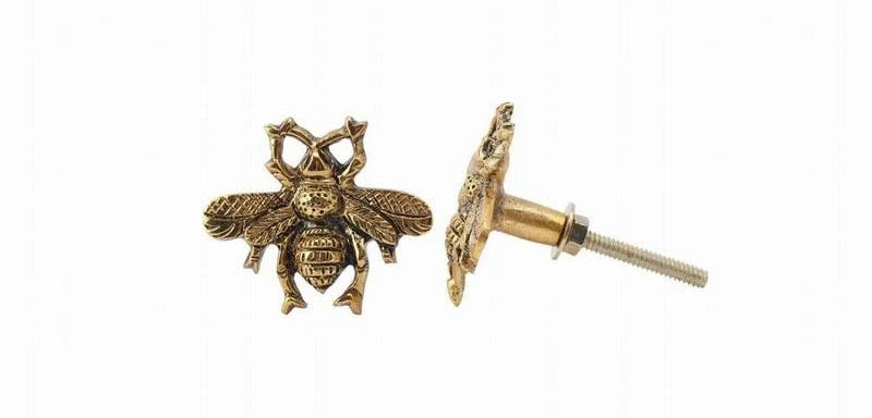 Antique gold bee drawer pull