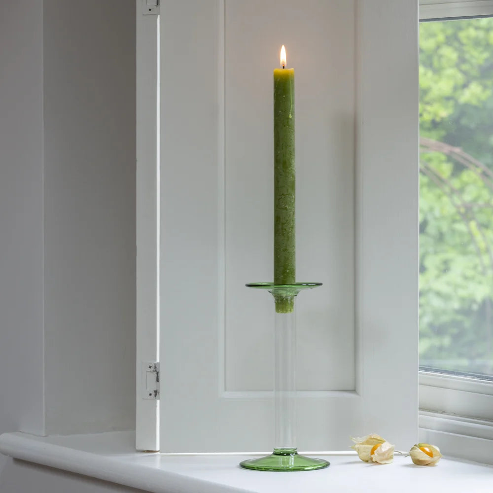 Glass Candle Holder Fern Tall