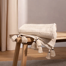 Load image into Gallery viewer, Caliche Woven Tasselled Throw Khaki
