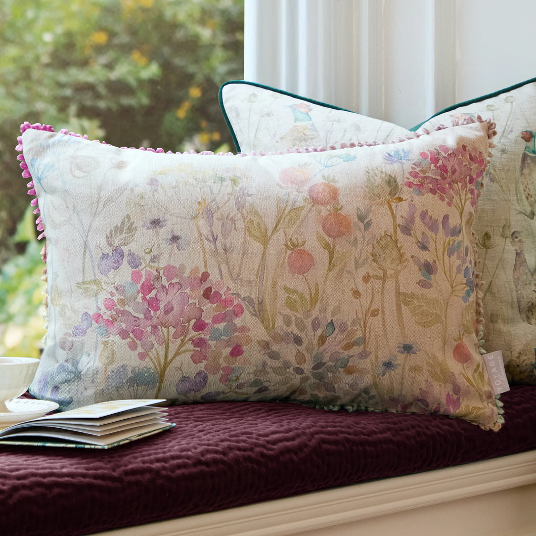 Country Hedgerow Printed Rectangular Cushion Linen