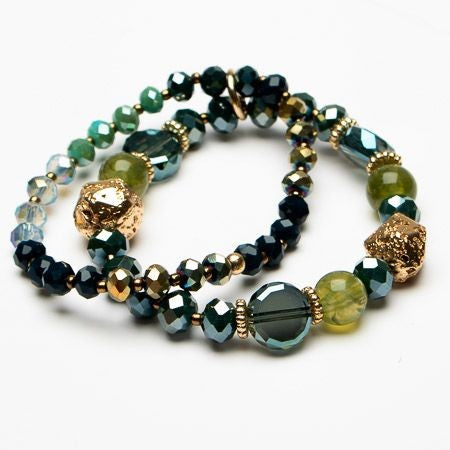 Twin strand crystal stretch bracelet