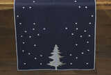 Embroidered tree runner blue
