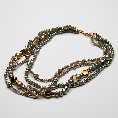 Multi strand mixed bead short necklace