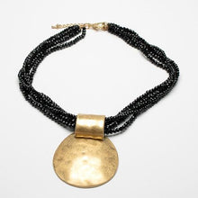 Load image into Gallery viewer, Multi strand short crystal necklace with burnished pendant
