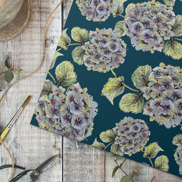 Hydrangea (Noir) Gift Wrap Single Sheet
