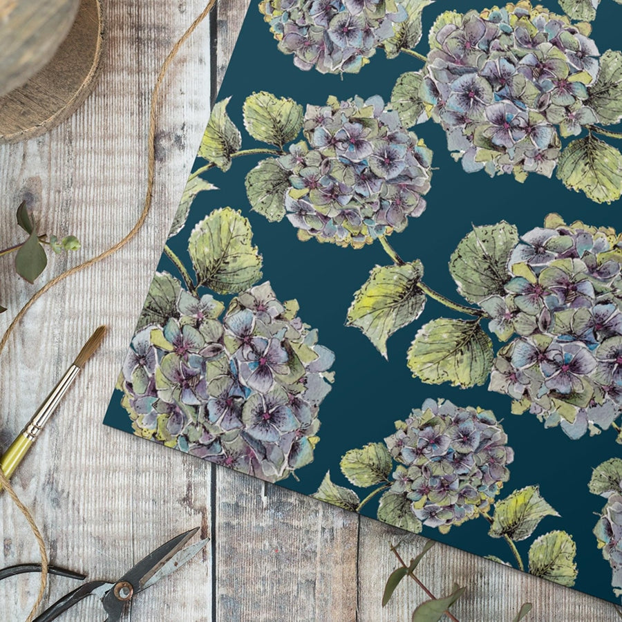 Hydrangea (Noir) Gift Wrap Single Sheet