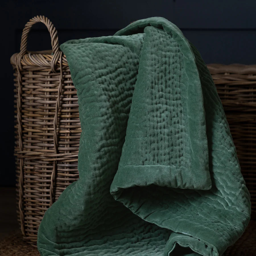Haze Velvet Quilted Throw