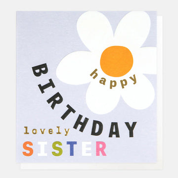 White Flower Birthday Card For Sister