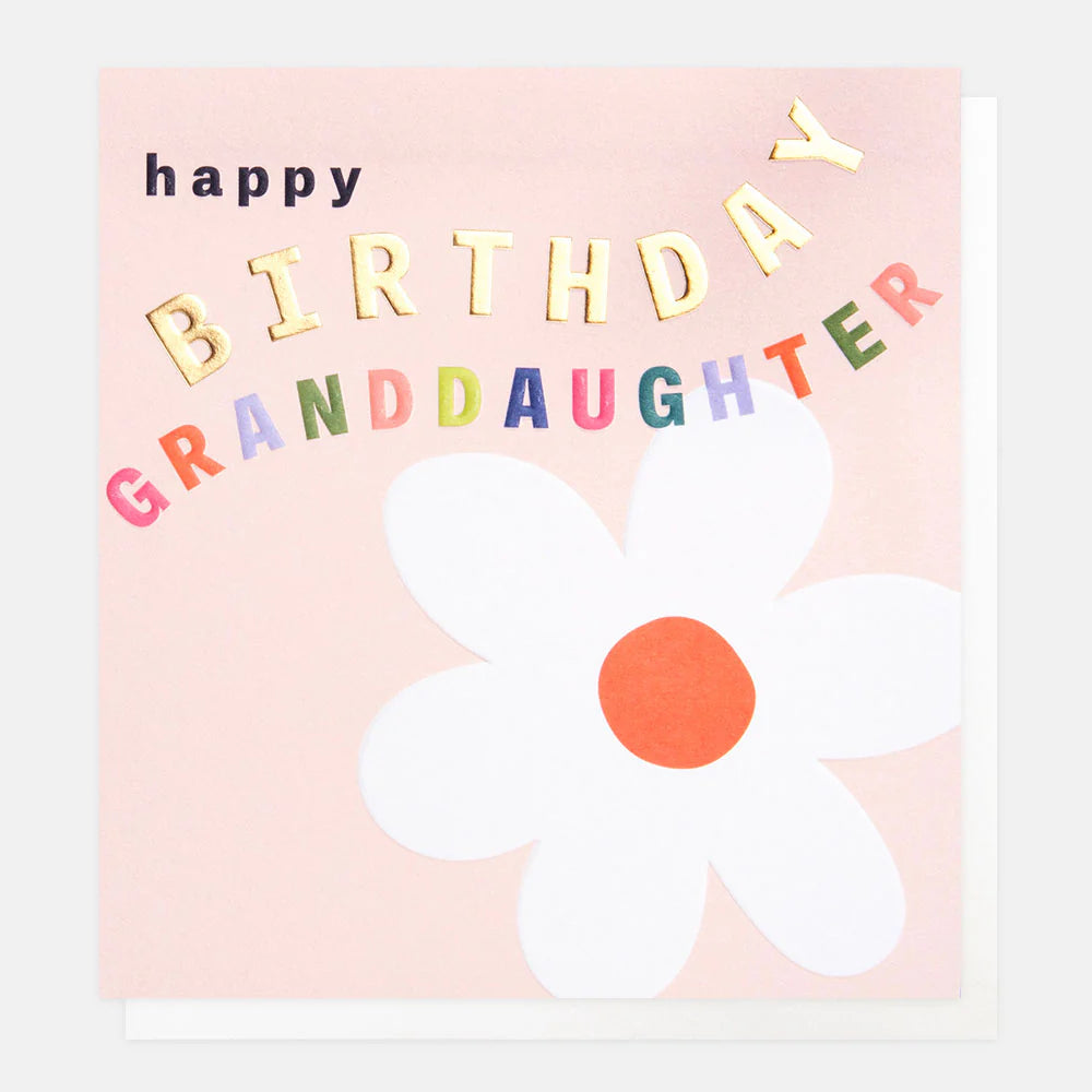 Pink Flower Birthday Card For Granddaughter