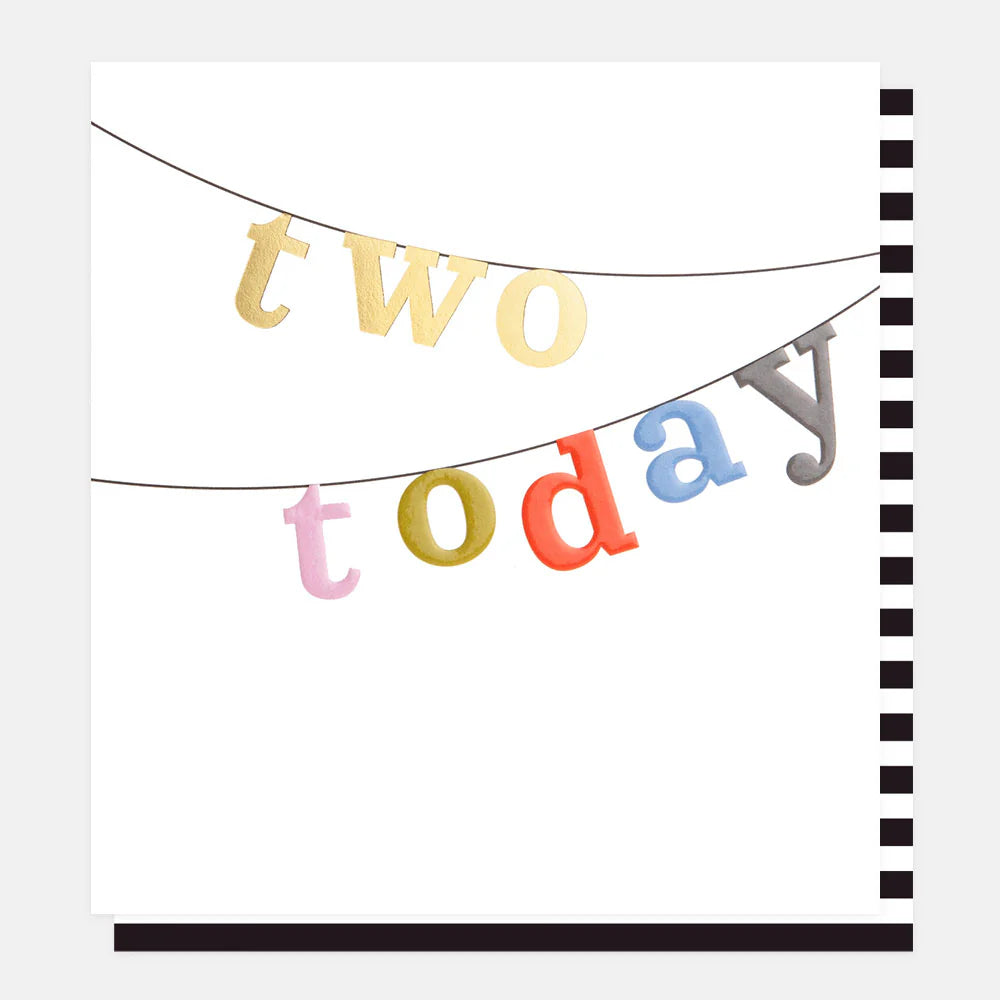 Two Today Bunting 2nd Birthday Card