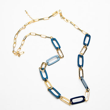 Gold and blue link chain necklace from Little Gems Accessories