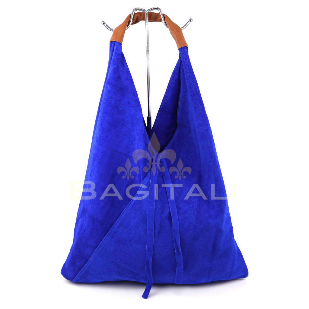 Large Suede Hobo Bag with Leather Tan Handle