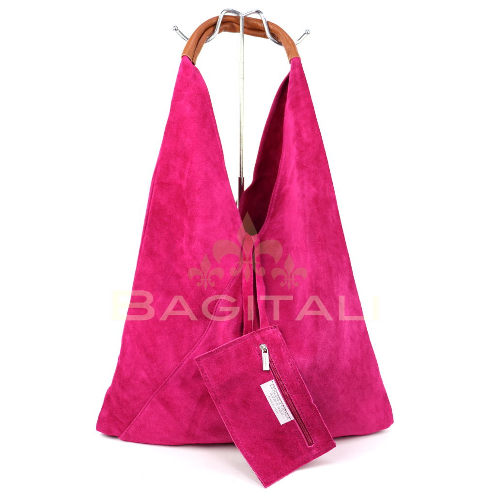 Large Suede Hobo Bag with Leather Tan Handle