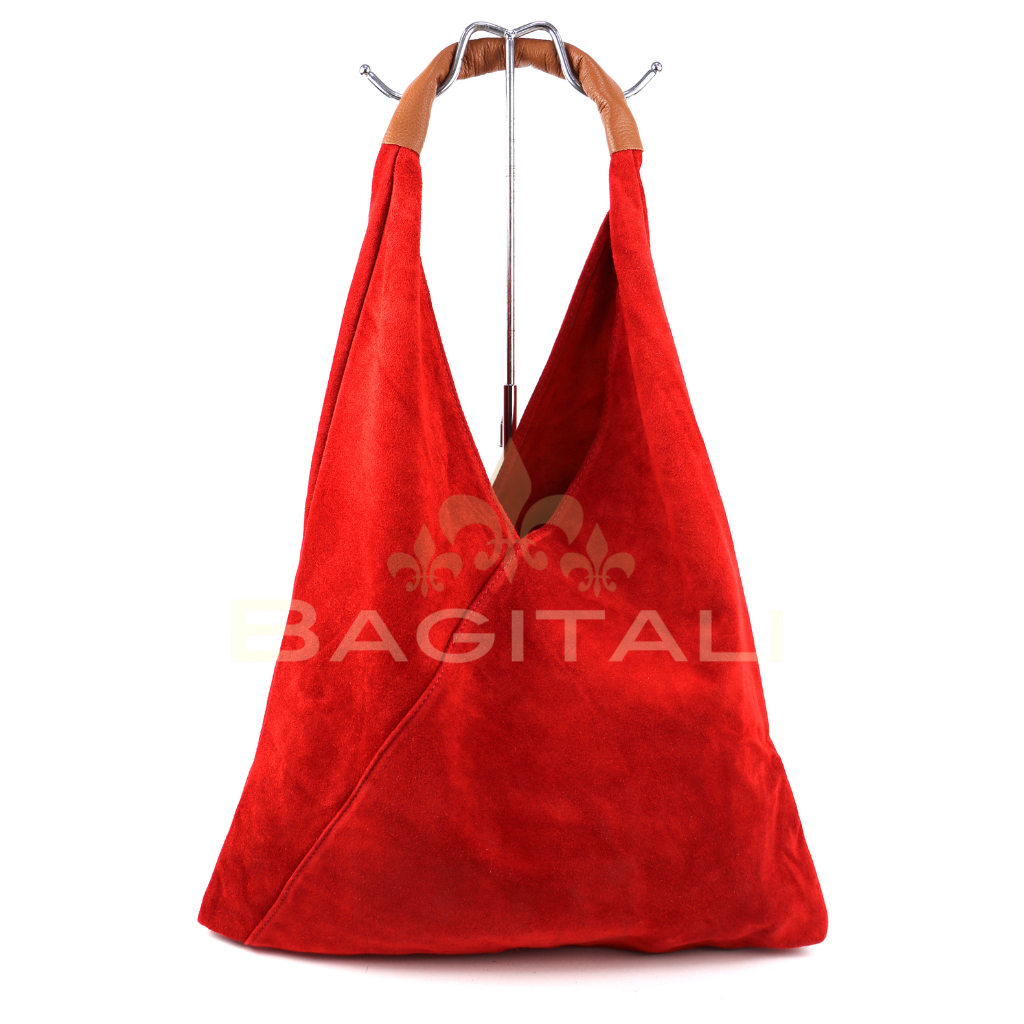 Large Suede Hobo Bag with Leather Tan Handle