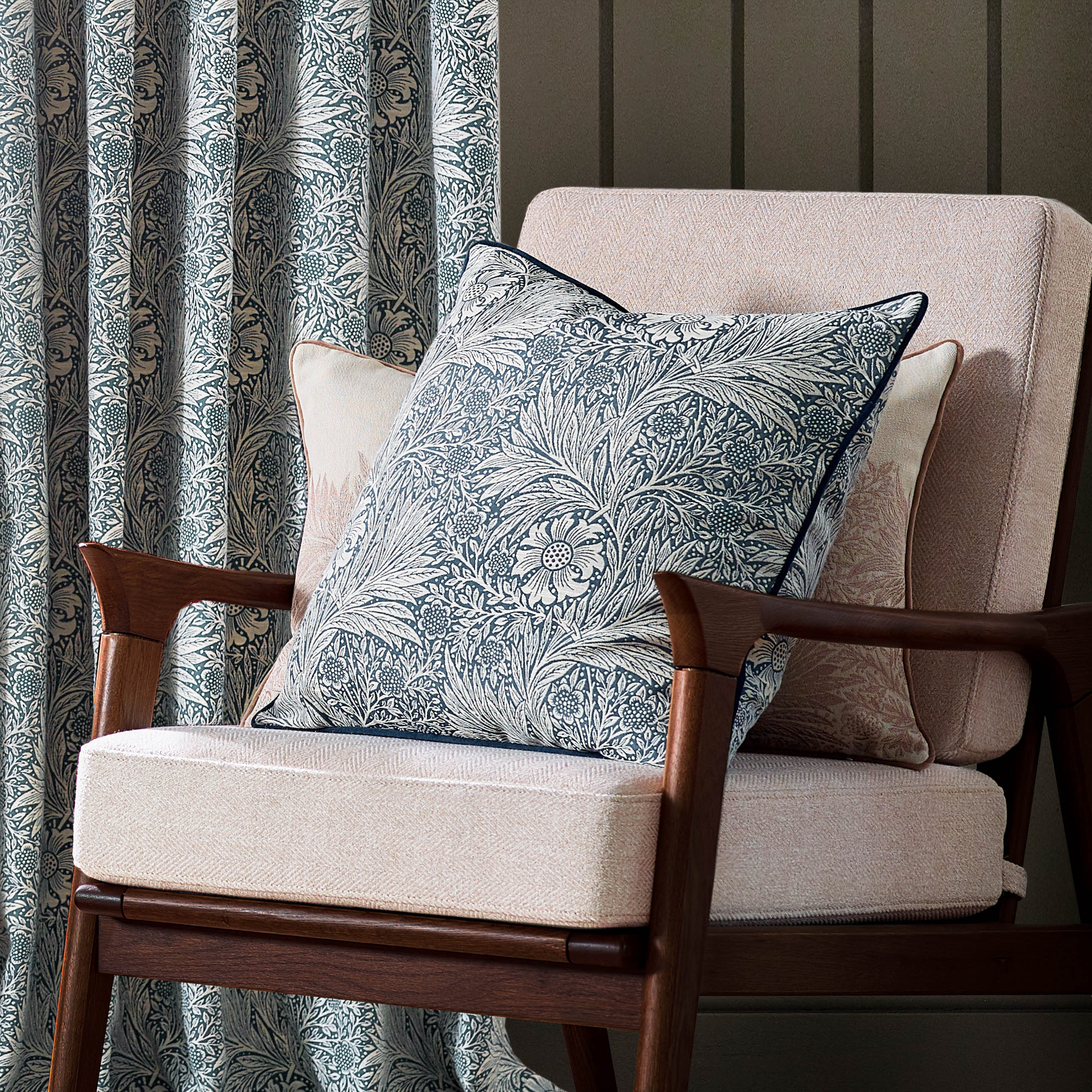 Morris & Co Marigold Piped Jacquard Square Cushion