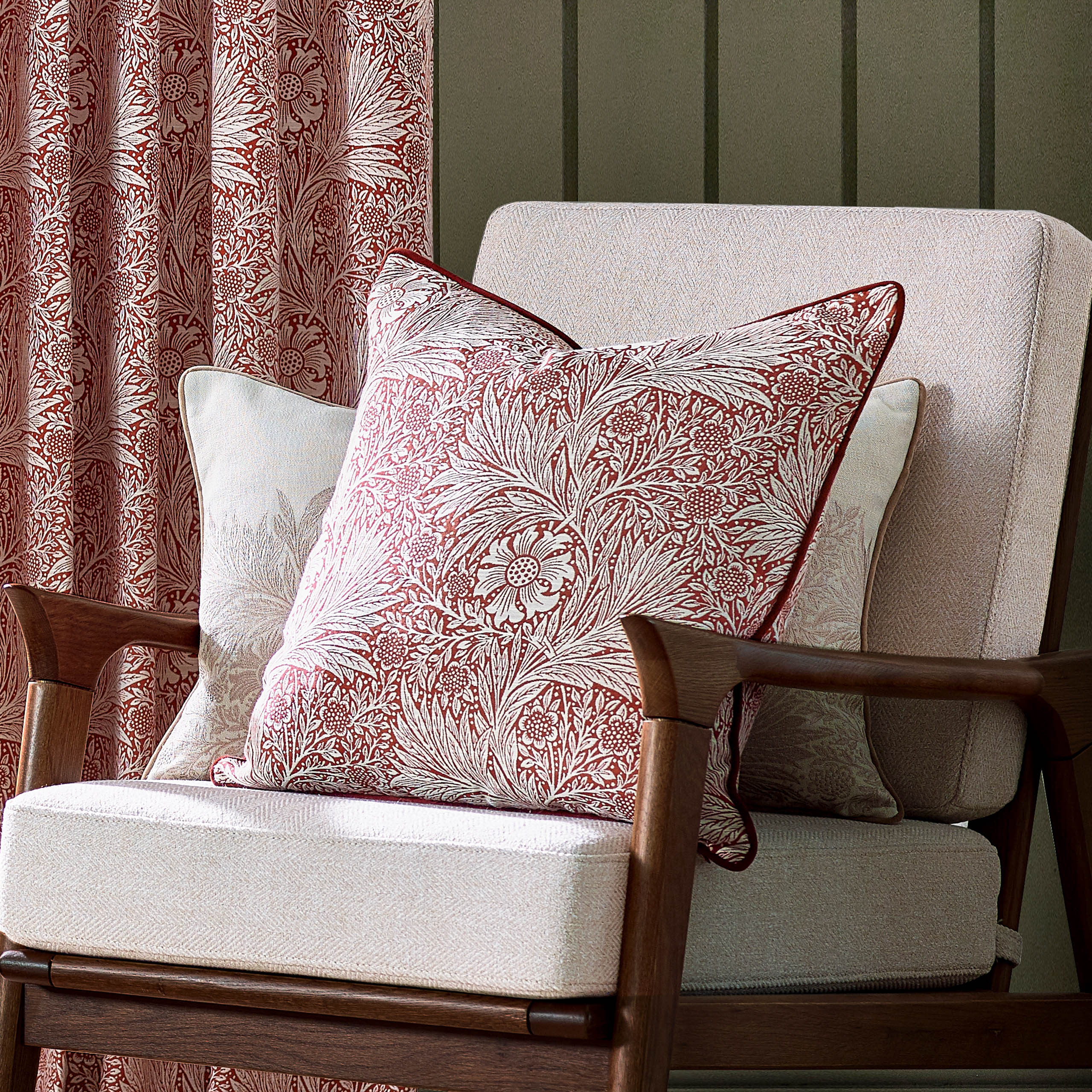 Morris & Co Marigold Piped Jacquard Square Cushion