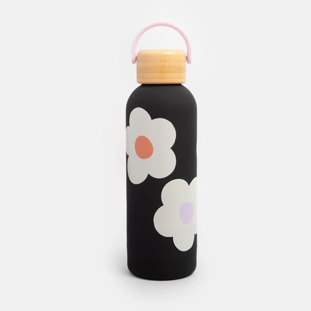 Multi Flower Charcoal Metal Water Bottle