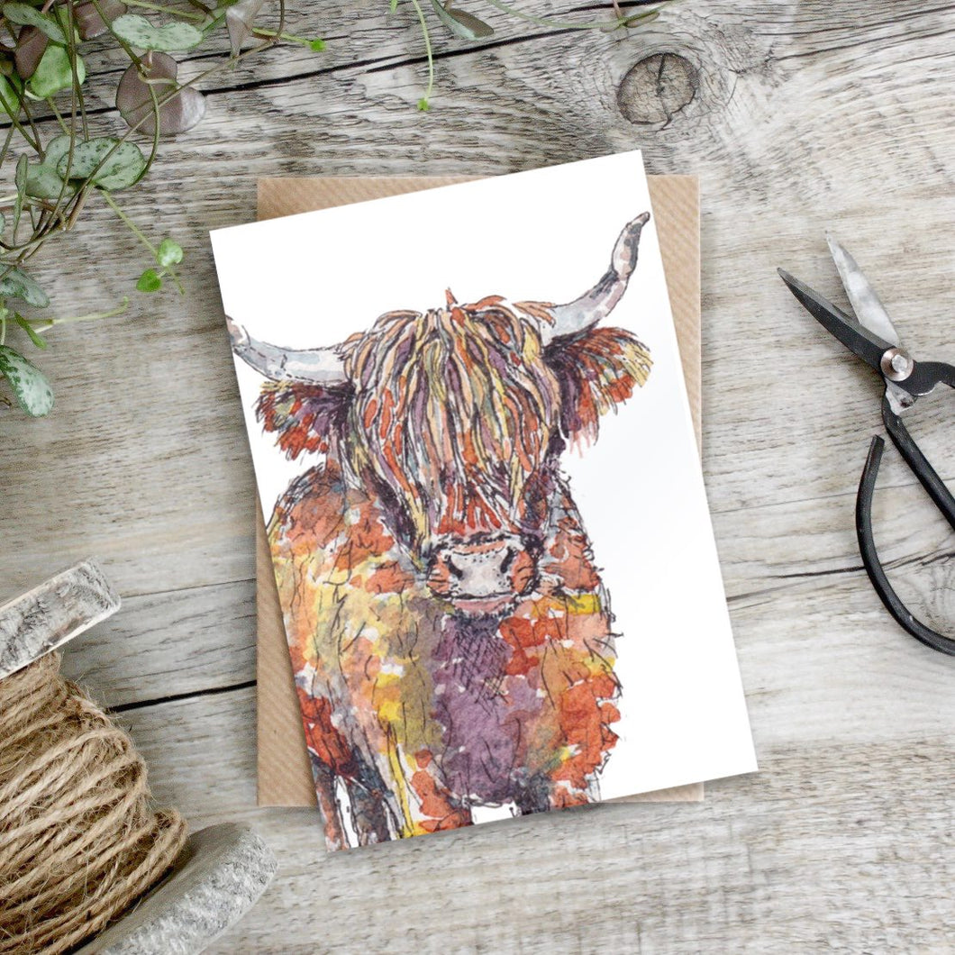 Highland Cow Card (Cello-Free)