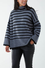 Load image into Gallery viewer, High Neck Stripe Wide Sleeve Jumper
