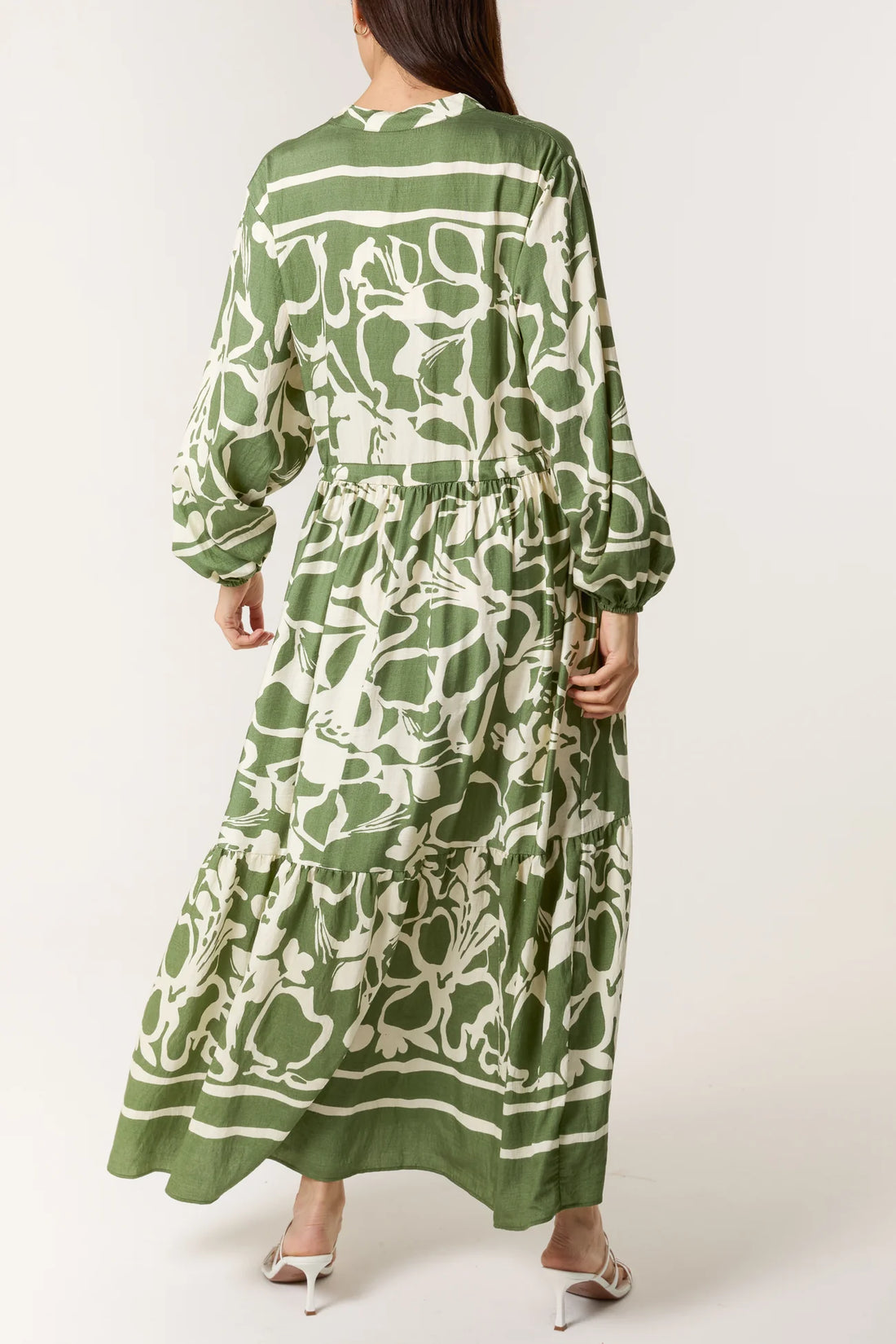 Abstract Floral Smock Maxi Dress