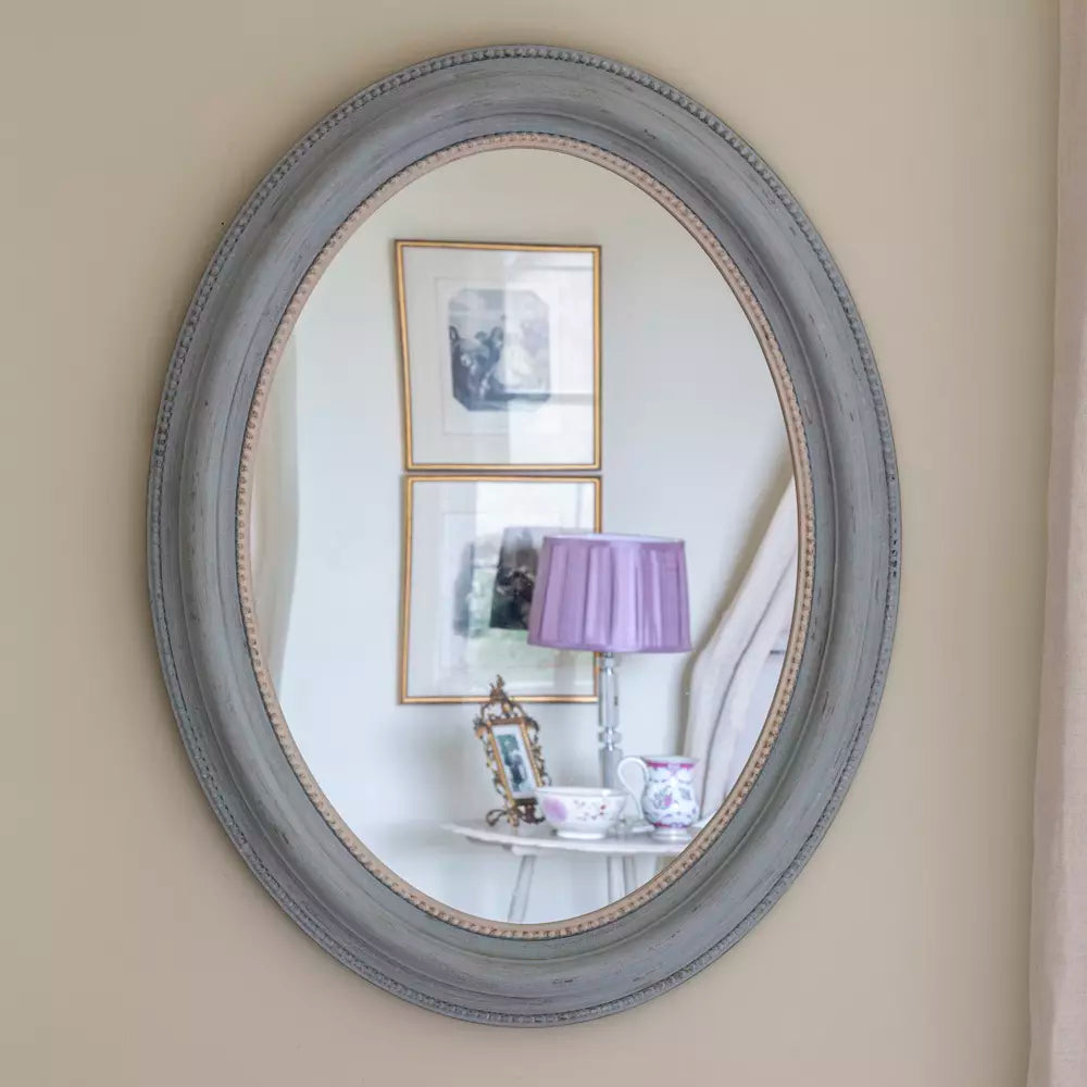 Vintage Mirror Oval Soft Grey