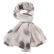 Load image into Gallery viewer, Gold Line Leaves Scarf
