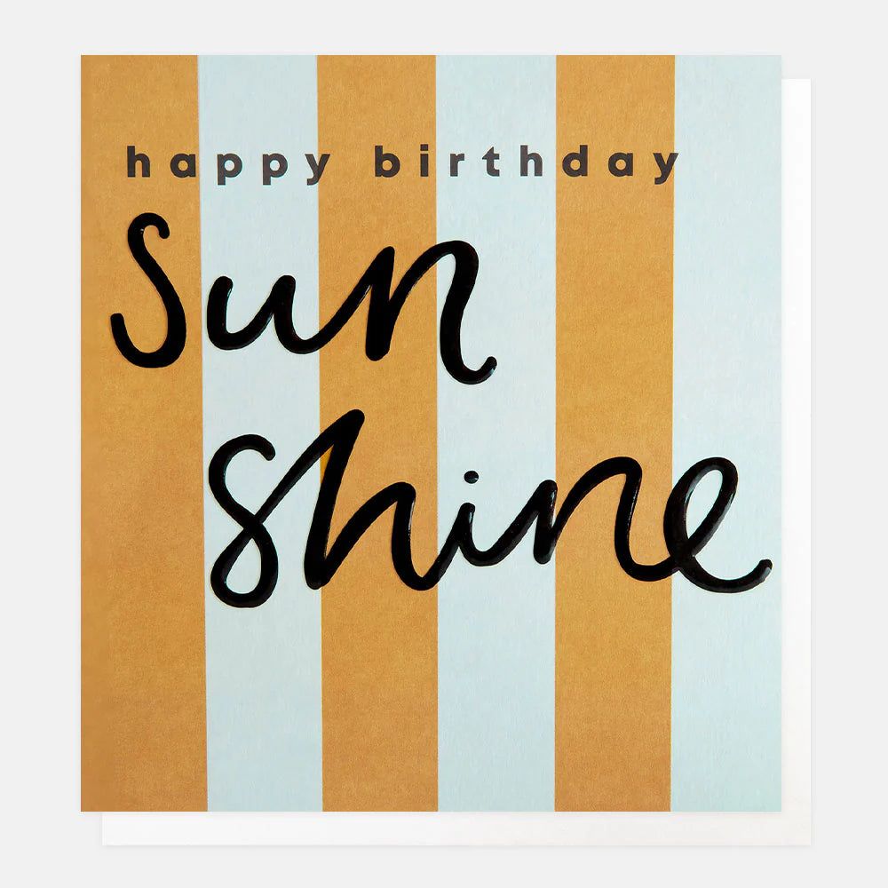 Yellow/Blue Stripe Happy Birthday Sunshine Card