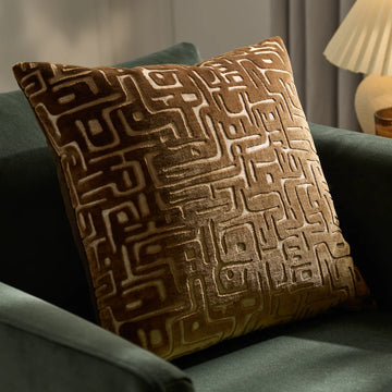 Soren Cut Velvet Cushion Brown