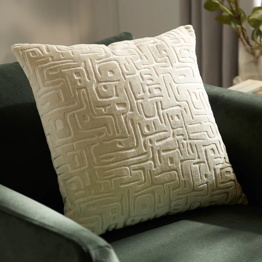 Soren Cut Velvet Cushion Brown