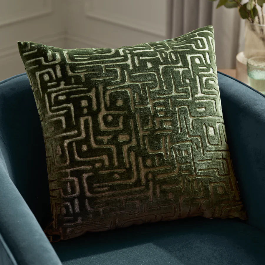 Soren Cut Velvet Cushion Brown