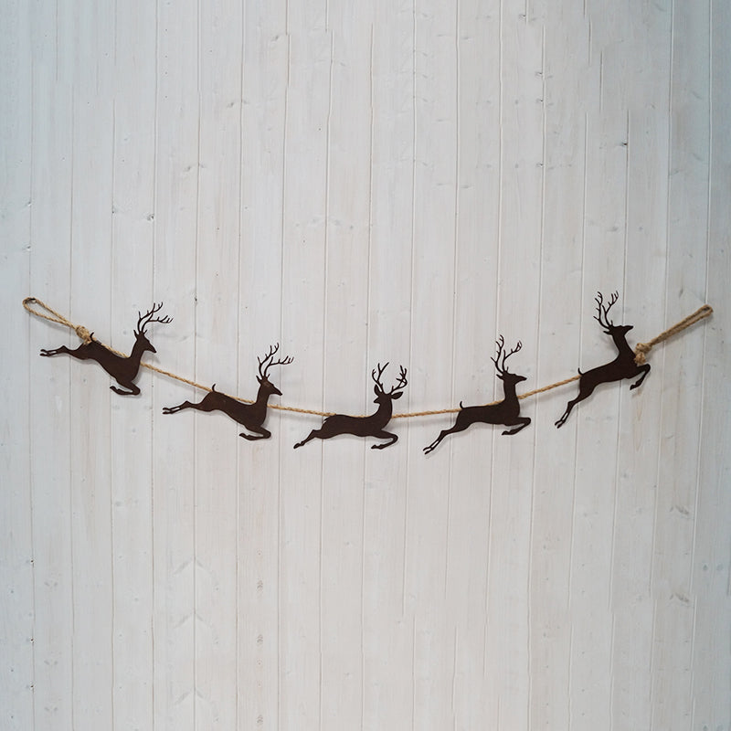 Rustic Metal Reindeer Garland