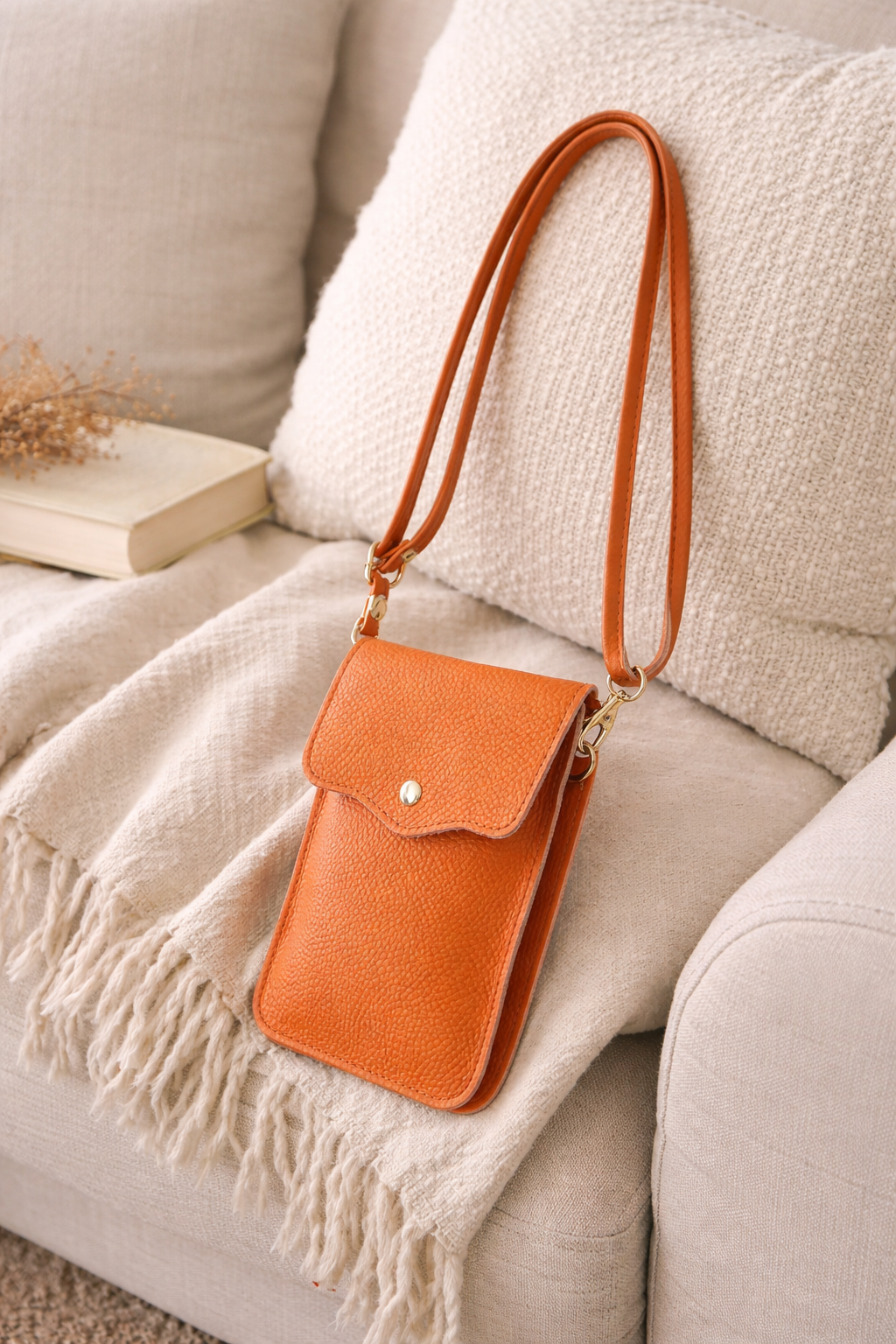Italian Genuine Leather Mobile Cross Body Bag