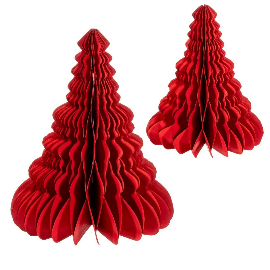 Red Honeycomb Tree Standing Decoration Set 2