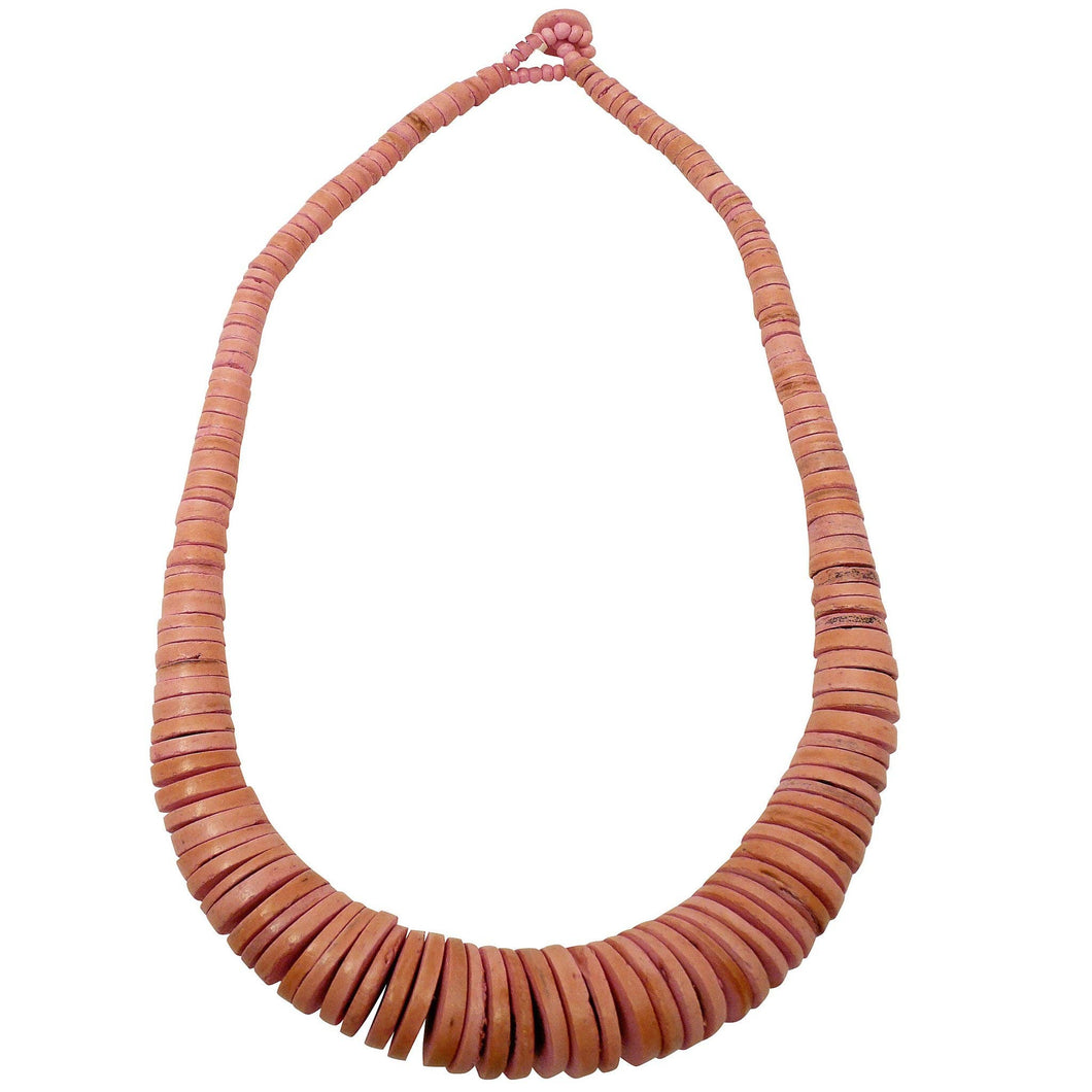 Graduated coco disc necklace pink