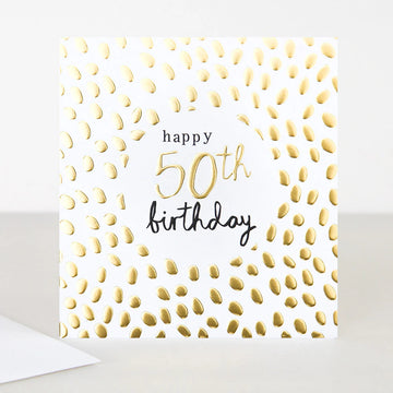 Gold 50th Birthday Card