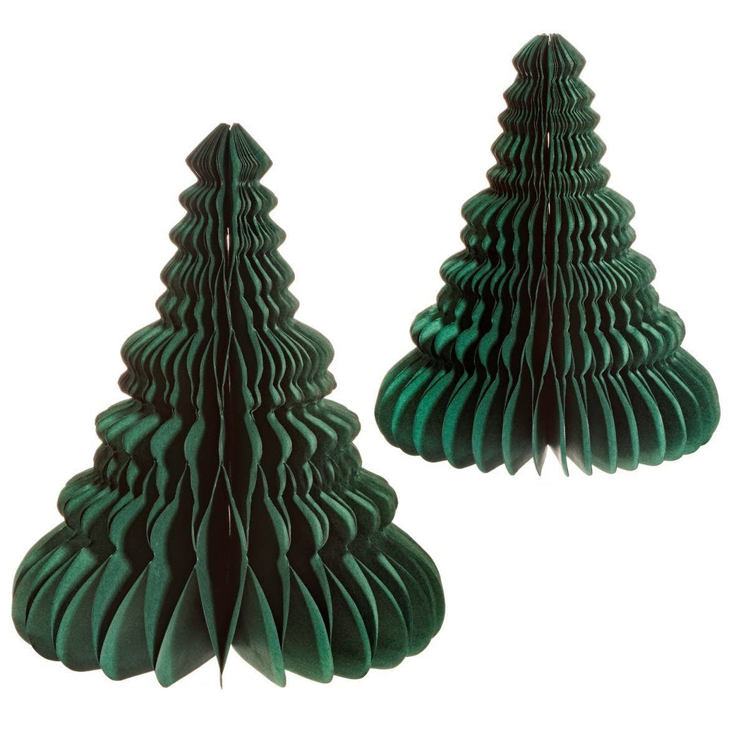 Forest Green Honeycomb Tree  Standing Decoration Set 2