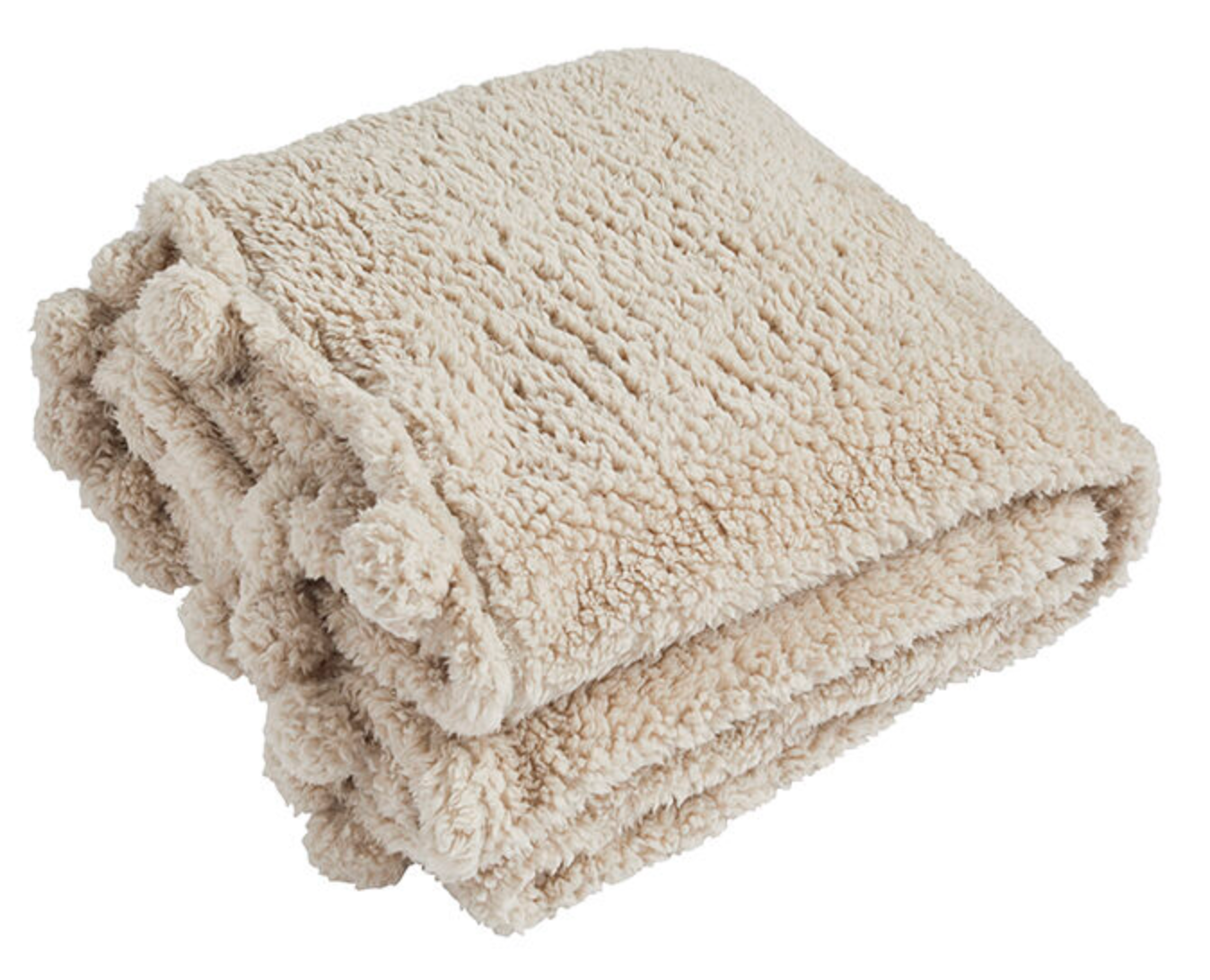 Cosy pom pom throw - linen colour