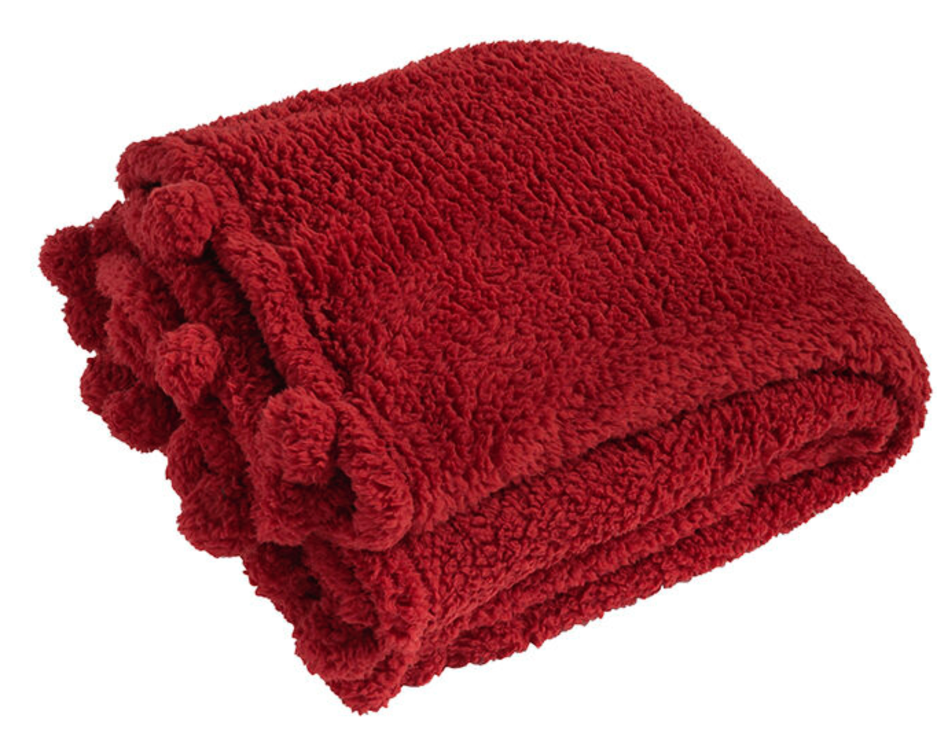 Cosy pom pom throw  - red