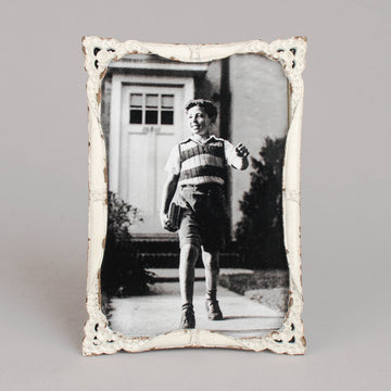 Vintage Style Distressed White Metal Photo Frame