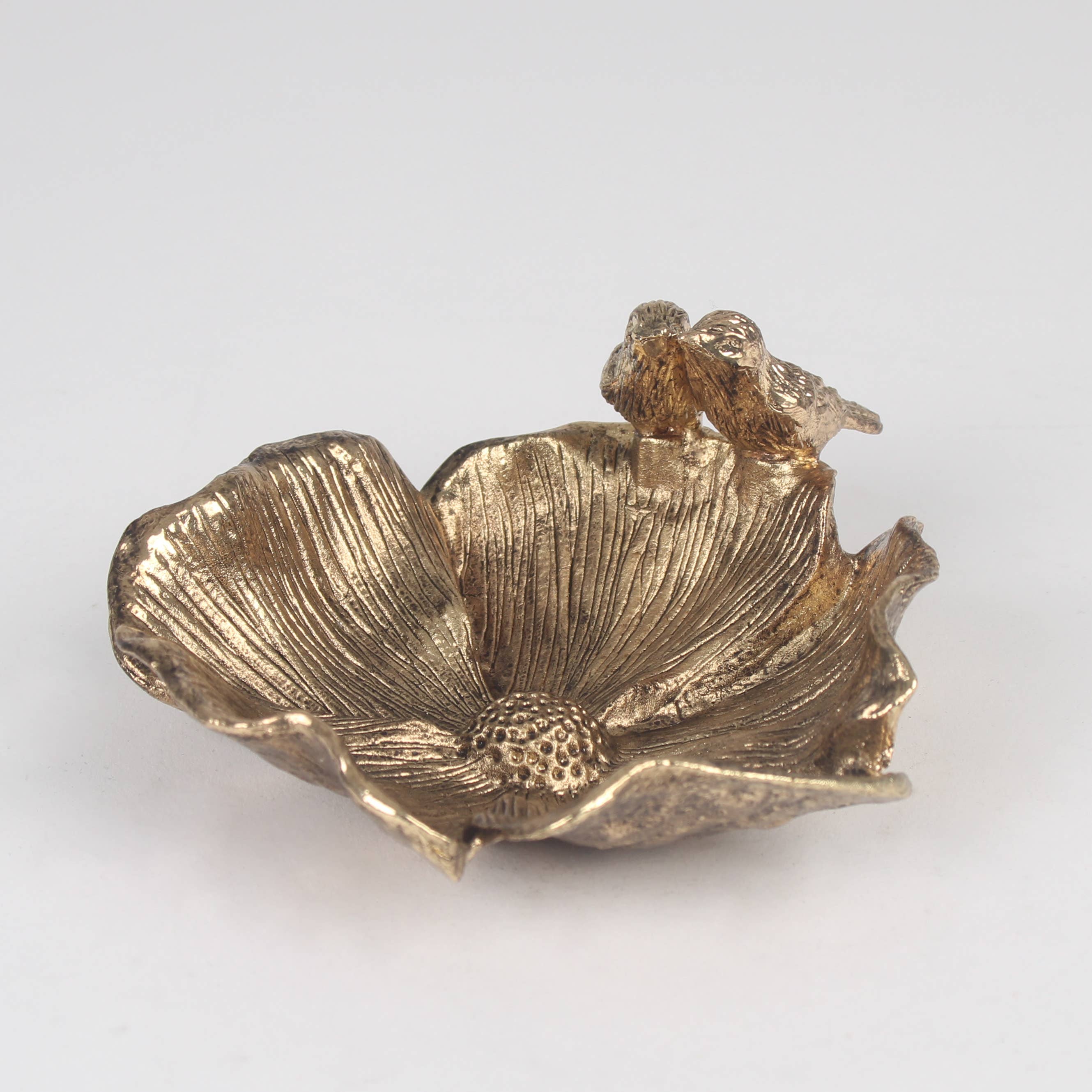 Brass Bird Jewellery Dish Vintage Style Flower Trinket Bowl