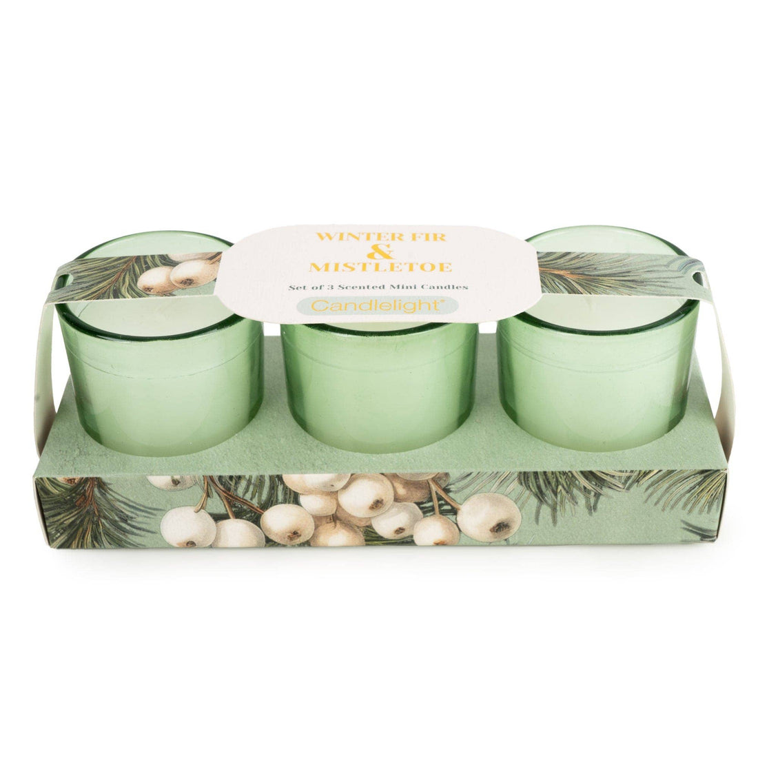 Set of 3 Votive Candles - Winter Fir & Mistletoe 6pk