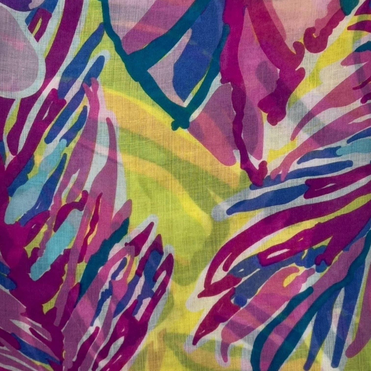 Tropical Flower and Leaves Print Scarf