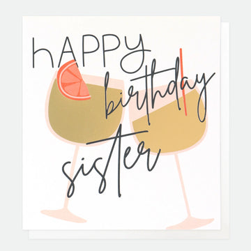 Cocktails Birthday Card For Sister