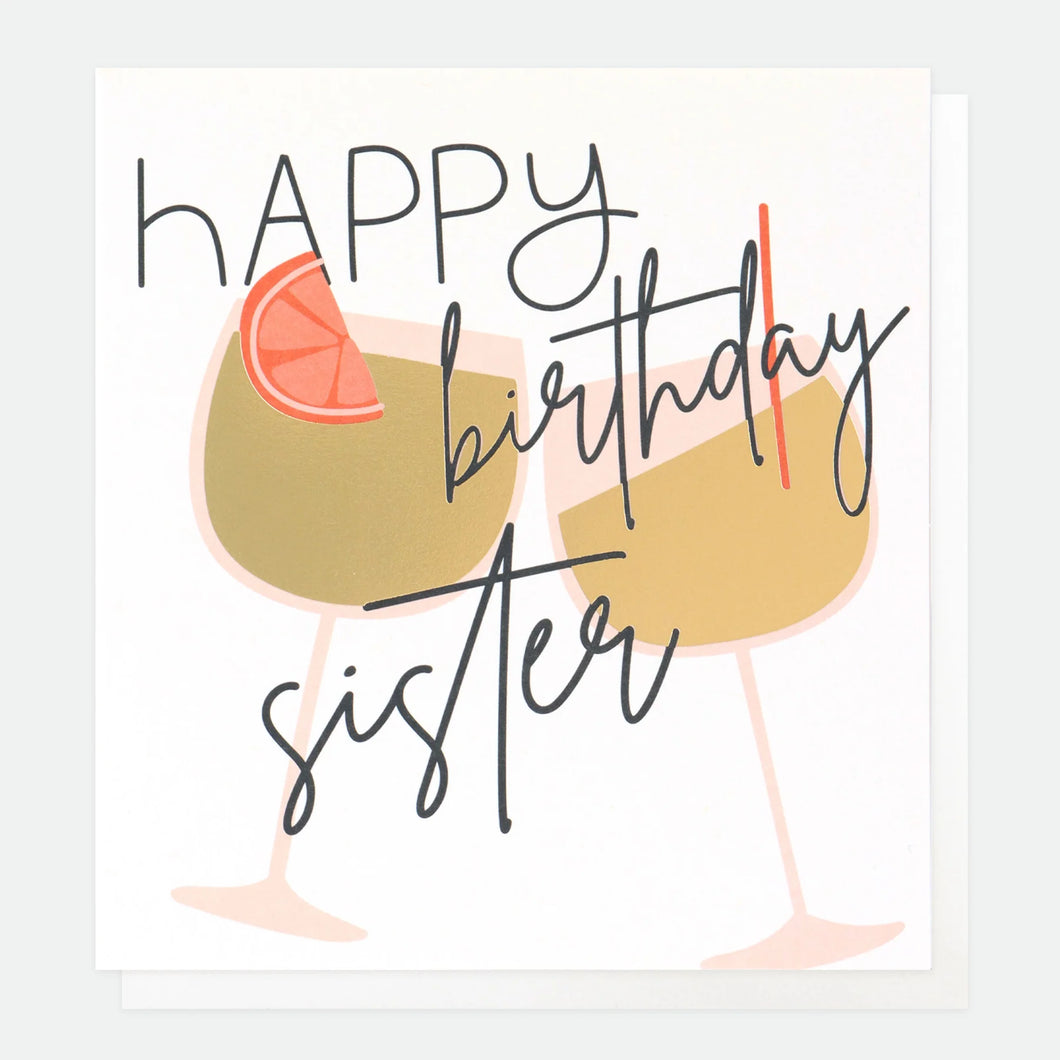 Cocktails Birthday Card For Sister