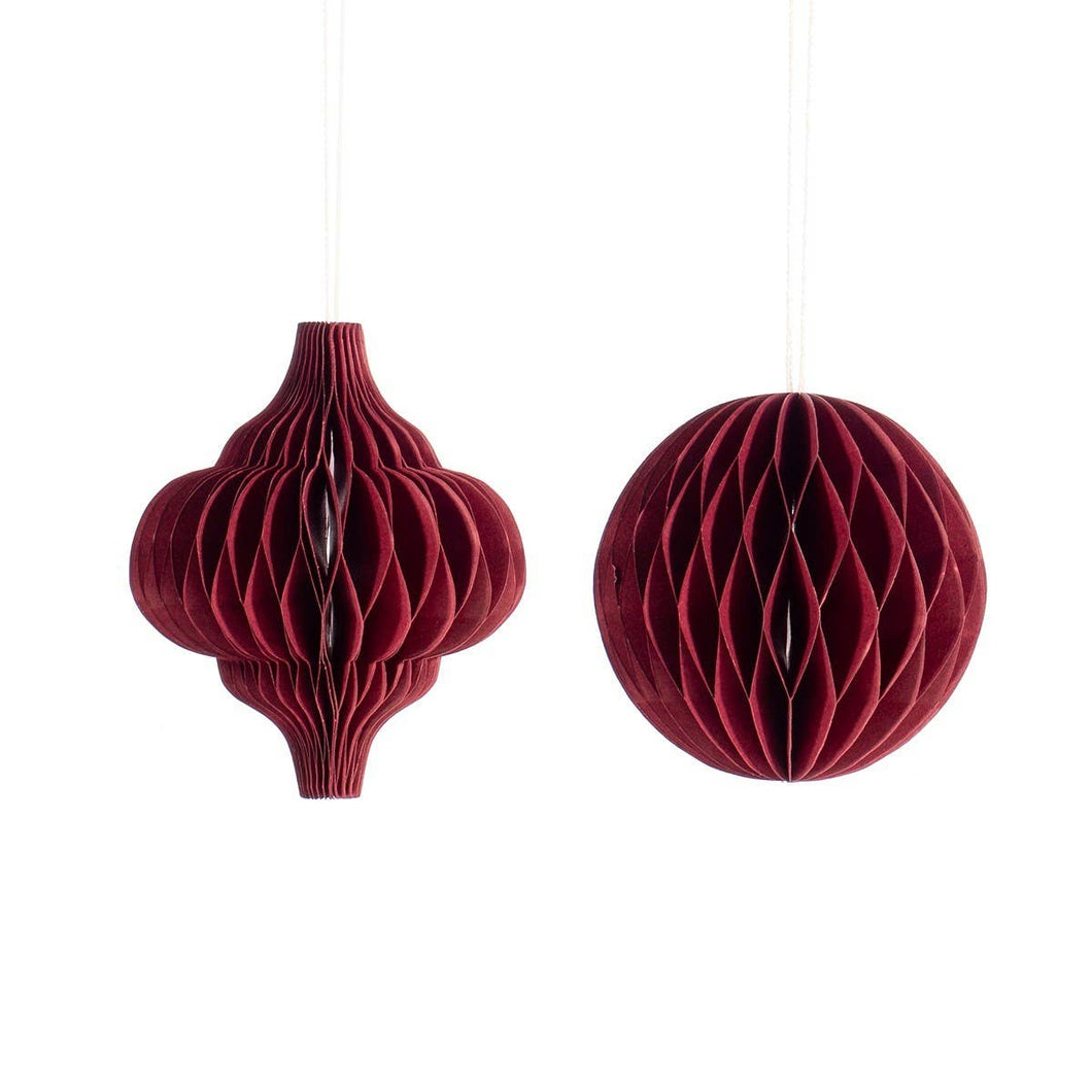 Deep Red Paper Honeycomb Hanging Decoration Assorted